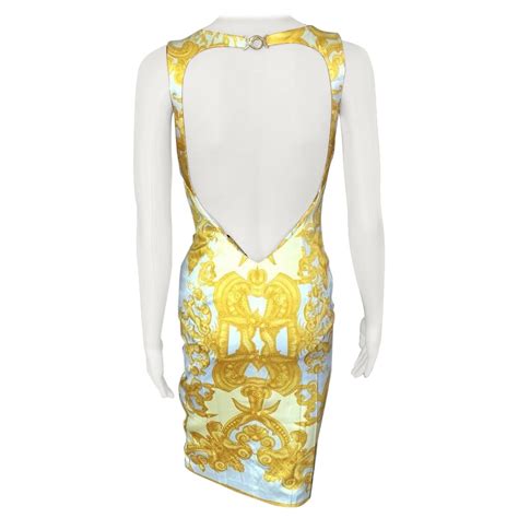 versace back split dress|VERSACE .